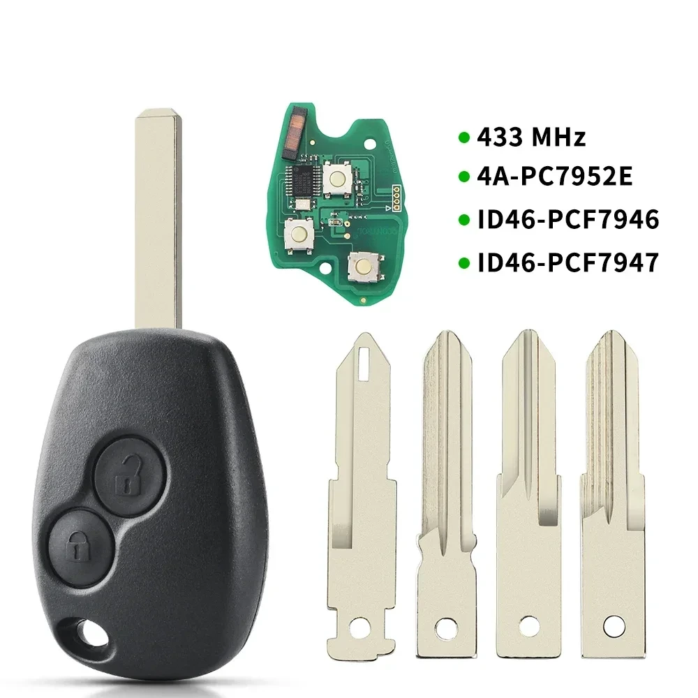 S7a83c3a5481441df839dcbe33d345dd9x Clé télécommande 2/3 boutons pour Dacia Duster, Logan, Sandero - puce PCF7961M