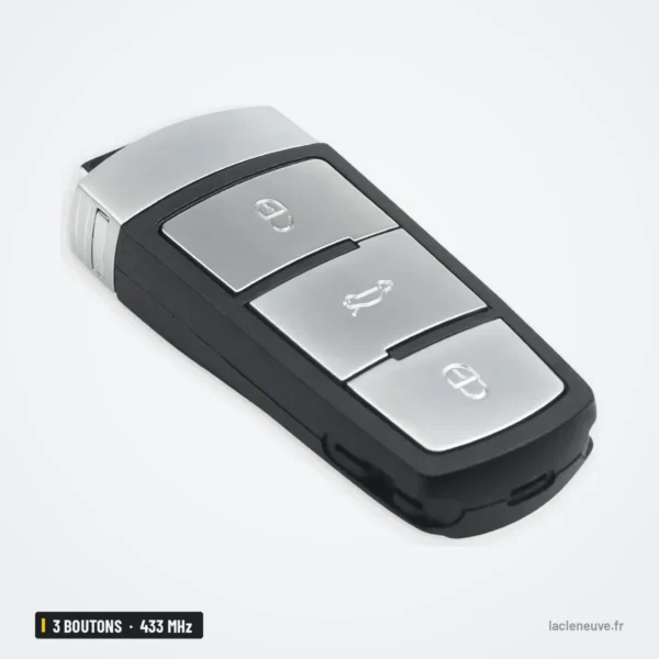 Clé intelligente 433 MHz 3 boutons pour Volkswagen Passat B6, B7, puce ID48 - vue de face, trois boutons arrondis