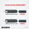Clé pliante 2/3 boutons 433 MHz pour Citroën C2, C4, Peugeot 207, puce ID46 - gros plan sur la référence gravée