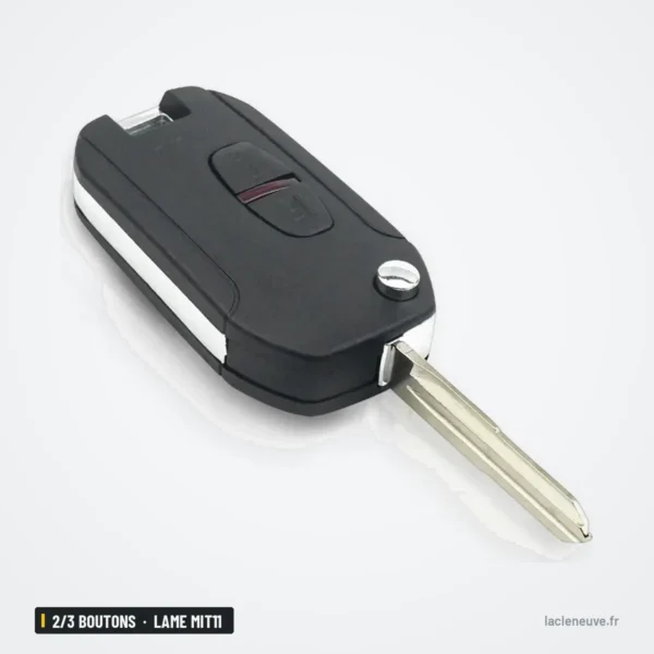 Clé pliante 2/3 boutons pour Mitsubishi Outlander, Pajero, Lancer, lame MIT11 - clé pliante dépliée, vue de profil