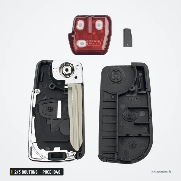 Clé pliante 2/3 boutons pour Mitsubishi Pajero, Triton, Lancer, puce ID46 - pièces détachées, coque rouge et puce