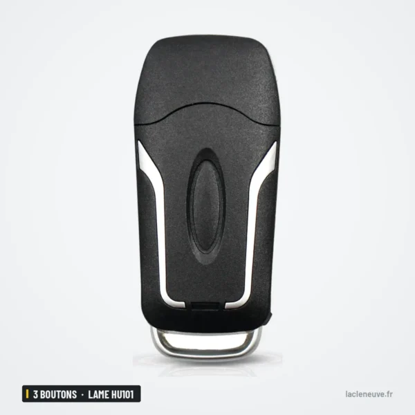 Clé pliante 3 boutons pour Ford Focus, Mondeo, Fiesta, Galaxy, lame HU101 - dos de la tête de clé, sans bouton