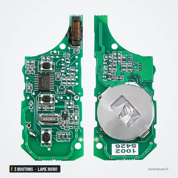 Clé pliante 315/433 MHz 3 boutons pour Land Rover, Range Rover, lame HU101 - circuit électronique ouvert avec la pile