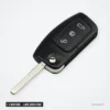 Clé pliante 433 MHz 3 boutons pour Ford Focus, Fiesta, lame HU101/FO21 - vue de face, lame dépliée en biais