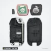 Clé pliante complète 2/3 boutons pour Mitsubishi Pajero, L200, puce ID46 - coque ouverte, circuit et pile à l'intérieur