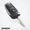 Clé pliante complète 3 boutons pour Audi A3, A4, Q3, TT, puce ID48 - vue de face, lame sortie, boutons visibles