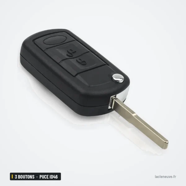Clé pliante complète 3 boutons pour Land Rover Range Rover Vogue, puce ID46 - vue de profil opposé, boutons visibles