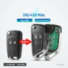 Clé pliante complète 315/433 MHz 2 à 5 boutons pour Opel Astra J - clé avant et après transformation, deuxième exemple