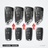Clé pliante complète 315/433 MHz 2 à 5 boutons pour Opel Astra J, Zafira - quatre coques à boutons différents alignées