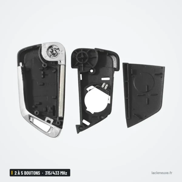 Clé pliante complète 315/433 MHz 2 à 5 boutons pour Opel Astra J, Zafira - coque démontée en trois pièces, deuxième vue