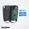 Clé pliante complète 433 MHz 2/3 boutons pour Opel Astra H, Zafira B, Corsa D - vue d'ensemble avec circuit imprimé apparent