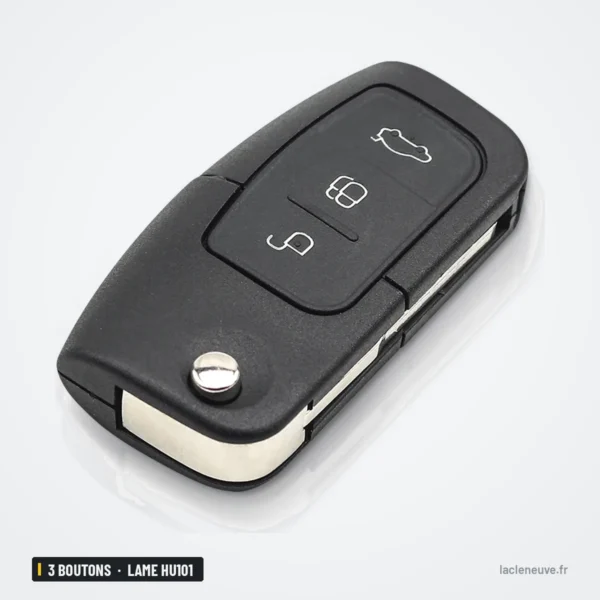 Clé pliante complète 433 MHz 3 boutons pour Ford Fusion, Focus, lame HU101 - clé pliée, lame rentrée