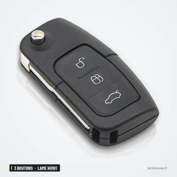 Clé pliante complète 433 MHz 3 boutons pour Ford Fusion, Focus, lame HU101 - vue de côté, charnière et lame