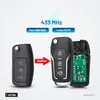 Clé pliante complète 433 MHz pour Ford Focus, Mondeo, puce 4D63/4D60 - clé pliante transformée, lame et puce visibles