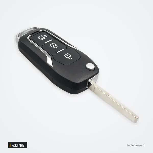 Clé pliante complète 433 MHz pour Ford Focus, Mondeo, puce 4D63/4D60 - clé pliante repliée, vue de profil