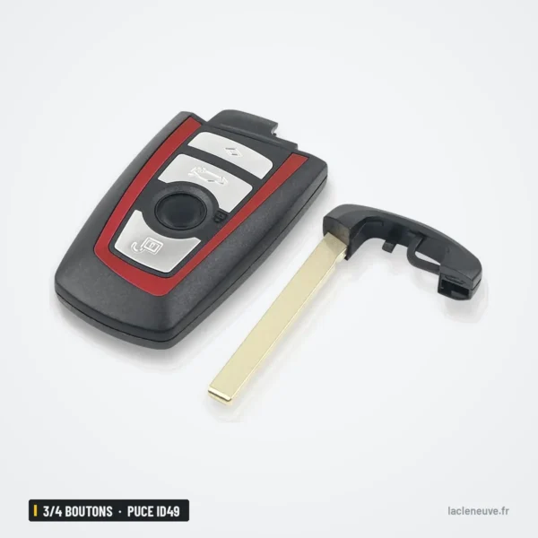 Clé de proximité 3/4 boutons pour BMW Série 1, 3, 5, 7, puce ID49 - boîtier ouvert avec lame amovible