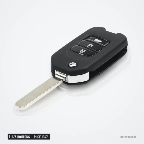Clé télécommande 2/3 boutons pour Honda Accord, Civic, CR-V, Jazz, puce ID47 - vue de profil, lame sortie