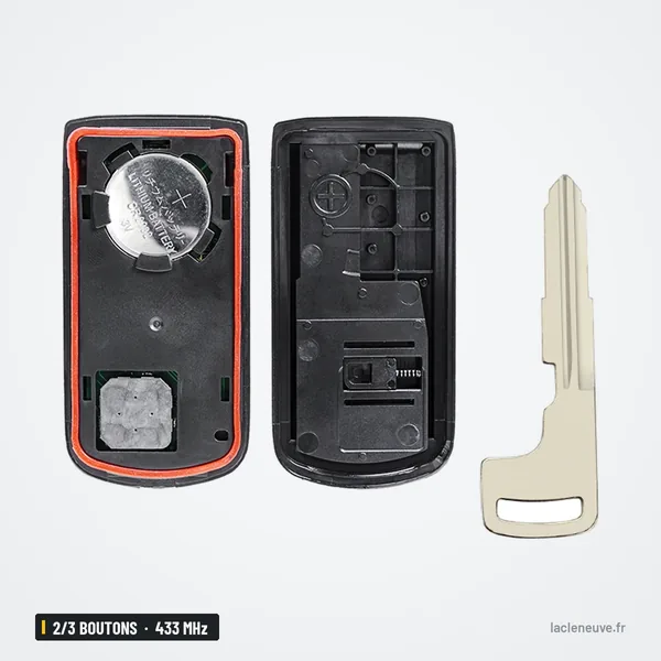 Clé télécommande 2/3 boutons pour Mitsubishi ASX, Outlander, Lancer, 433 MHz - pile, circuit et lame posés séparément