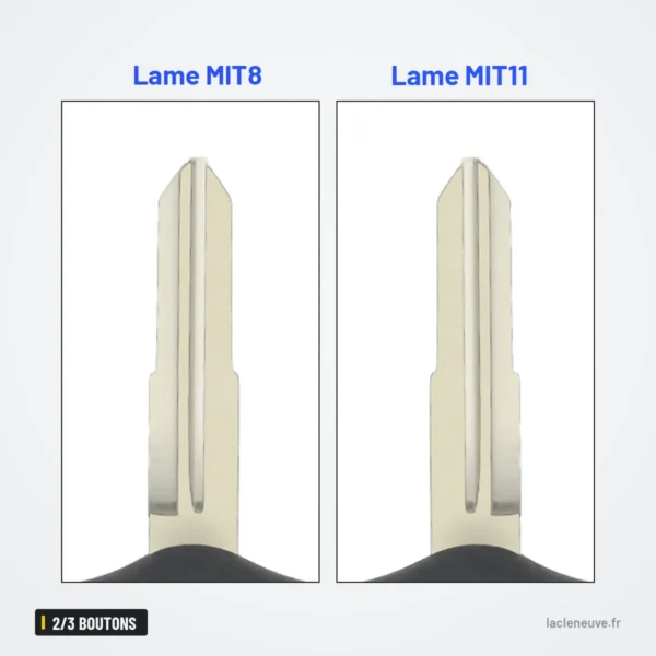 Clé télécommande 2/3 boutons pour Mitsubishi Triton, Pajero, Lancer, MIT8 - comparaison de deux lames de clé