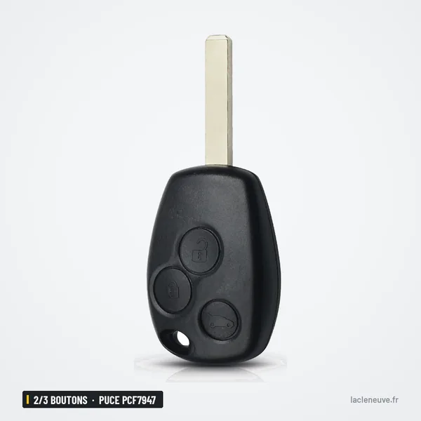 Clé télécommande 2/3 boutons pour Renault Clio 3, Dacia Logan, puce PCF7947 - clé avec lame repliée, un bouton