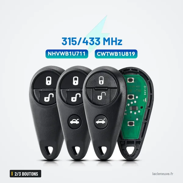 Clé télécommande 2/3 boutons pour Subaru Forester, Impreza, Legacy, Outback - trois versions et carte électronique