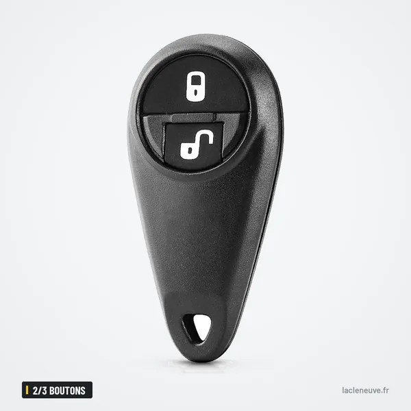 Clé télécommande 2/3 boutons pour Subaru Forester, Impreza, Legacy, Outback - vue en biais, boutons visibles
