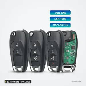 Clé télécommande 2 à 4 boutons pour Chevrolet Cruze, Malibu, puce ID46 - quatre clés pliantes alignées