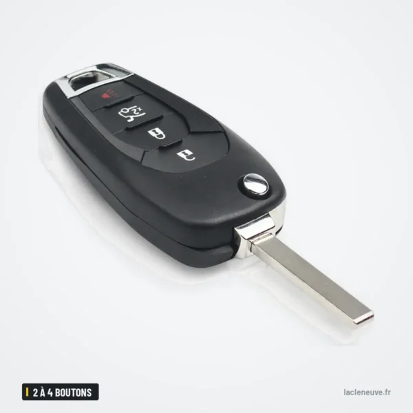 Clé télécommande 2 à 4 boutons pour Chevrolet Cruze, Malibu, Trailblazer - lame sortie, vue de face
