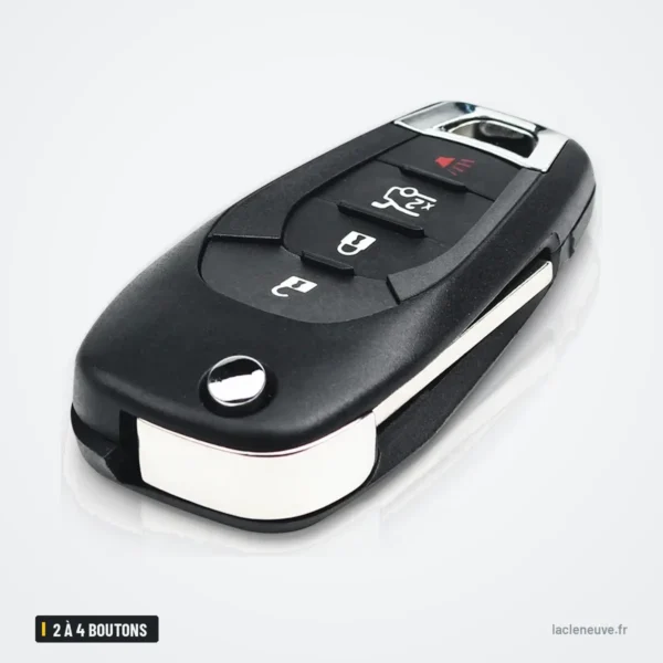 Clé télécommande 2 à 4 boutons pour Chevrolet Cruze, Malibu, Trailblazer - lame rentrée, vue de dessus