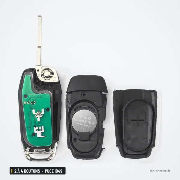 Clé télécommande 2 à 4 boutons pour Ford F150, Ranger, Mondeo, puce ID49 - coque démontée en trois pièces avec pile