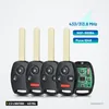 Clé télécommande 2 à 4 boutons pour Honda CR-V, Accord, Civic, Fit - quatre clés identiques avec étiquette de fréquence