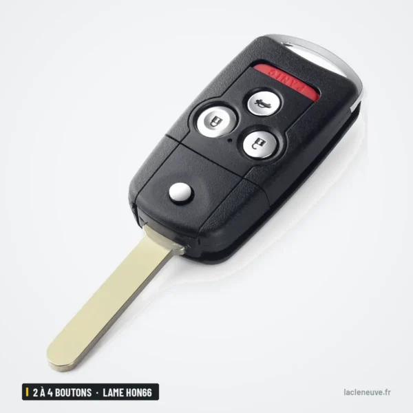Clé télécommande 2 à 4 boutons pour Honda CR-V, Jazz, Accord, lame HON66 - lame sortie, vue de face
