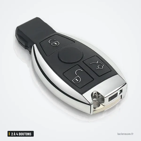 Clé télécommande 2 à 4 boutons pour Mercedes-Benz Classe A, B, S, E - vue de face, boutons visibles