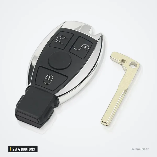 Clé télécommande 2 à 4 boutons pour Mercedes-Benz Classe A, B, S, E - clé avec lame détachée à côté