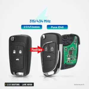 Clé télécommande 2 à 5 boutons pour Chevrolet Cruze, Malibu, Aveo - transformation en télécommande, circuit apparent