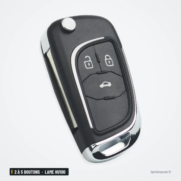 Clé télécommande 2 à 5 boutons pour Chevrolet Cruze, Malibu, Aveo, lame HU100 - clé pliée argentée, lame visible
