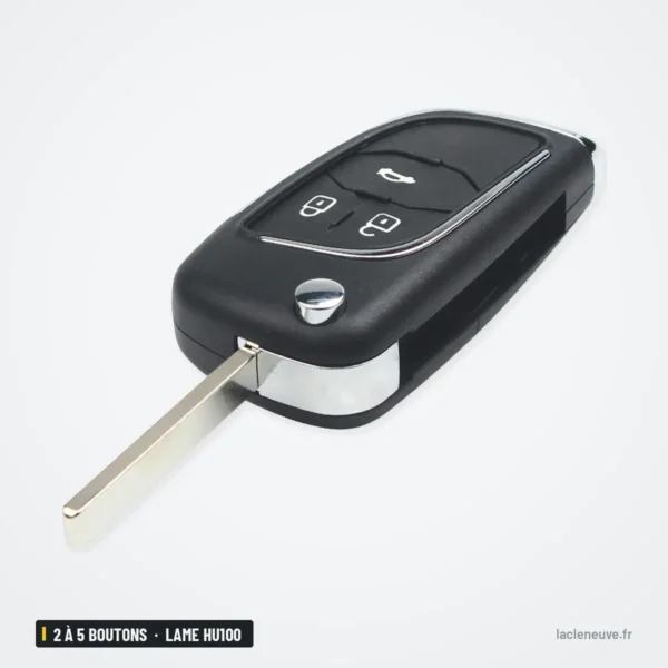 Clé télécommande 2 à 5 boutons pour Chevrolet Cruze, Malibu, Aveo, lame HU100 - clé pliée, lame dépliée, vue de profil
