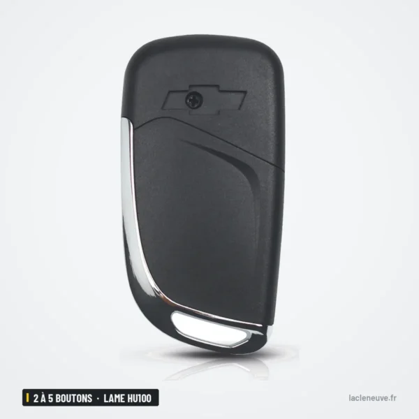 Clé télécommande 2 à 5 boutons pour Chevrolet Cruze, Malibu, Aveo, lame HU100 - vue de face avec petit motif en haut