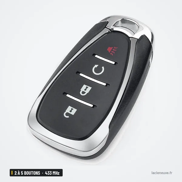 Clé télécommande 2 à 5 boutons pour Chevrolet Cruze, Spark, Equinox, 433 MHz - coque vue de face, trois boutons