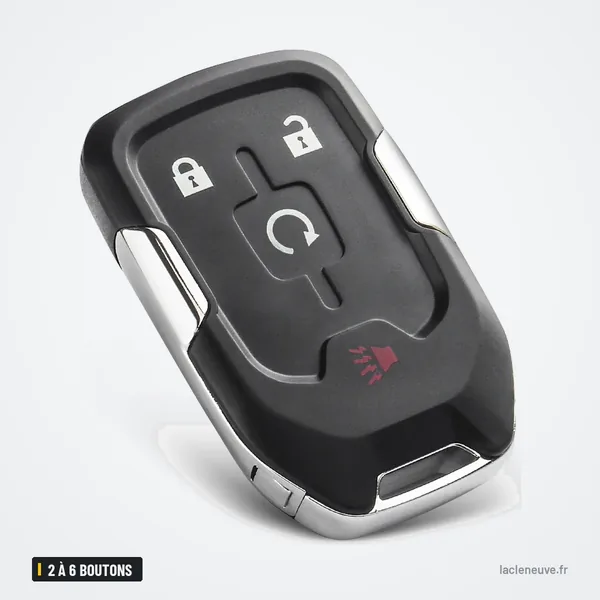 Clé télécommande 2 à 6 boutons pour Chevrolet Tahoe, GMC Yukon, Sierra - vue de face, trois boutons dont hayon