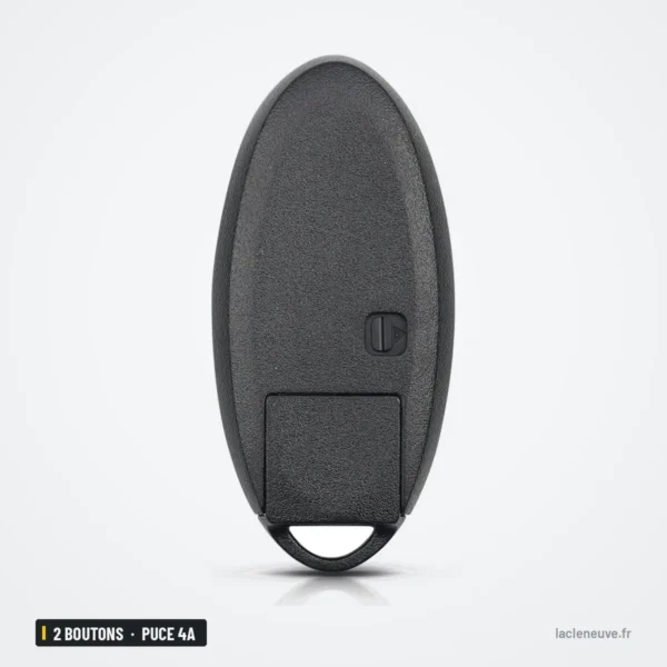 Clé télécommande 2 boutons pour Nissan Qashqai, X-Trail, Juke, puce 4A/ID46 - dos de la coque, vue arrière