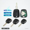 Clé télécommande 2 boutons pour Peugeot 207, 307, Citroën C3, C4, 433 MHz, ID46 - trois clés à lame alignées