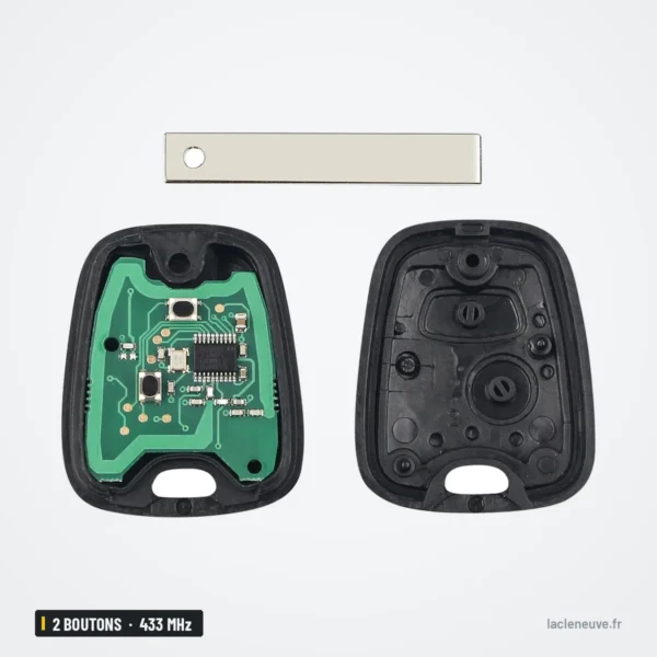 Clé télécommande 2 boutons pour Peugeot 207, 307, Citroën C3, C4, 433 MHz, ID46 - lame et coque ouverte séparées