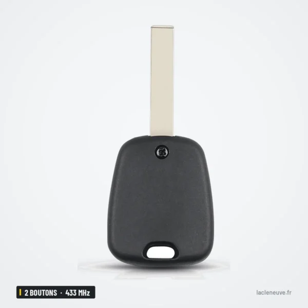 Clé télécommande 2 boutons pour Peugeot 207, 307, Citroën C3, C4, 433 MHz, ID46 - dos de la coque, sans bouton