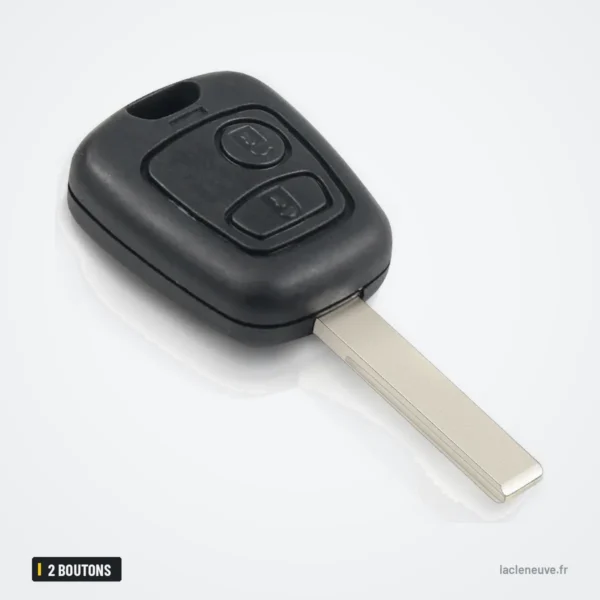 Clé télécommande 2 boutons pour Peugeot 207, 307, Citroën C3, Picasso, ID46 - vue de profil, lame visible