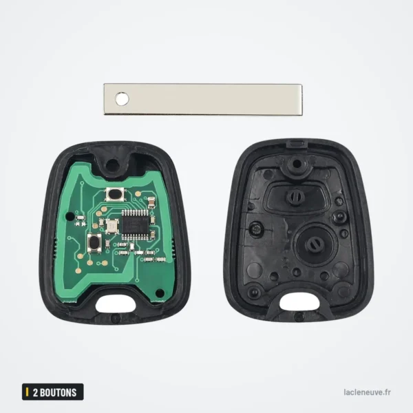 Clé télécommande 2 boutons pour Peugeot 207, 307, Citroën C3, Picasso, ID46 - lame et coque ouverte séparées