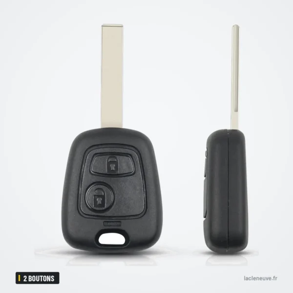Clé télécommande 2 boutons pour Peugeot 207, 307, Citroën C3, Picasso, ID46 - clé et lame côte à côte