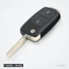 Clé télécommande 2 boutons pour VW Golf, Passat, Seat Ibiza, lame HU66 - clé pliée vue de face en angle