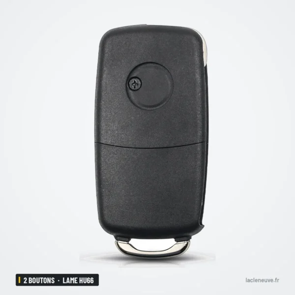 Clé télécommande 2 boutons pour VW Golf, Passat, Seat Ibiza, lame HU66 - dos de la coque