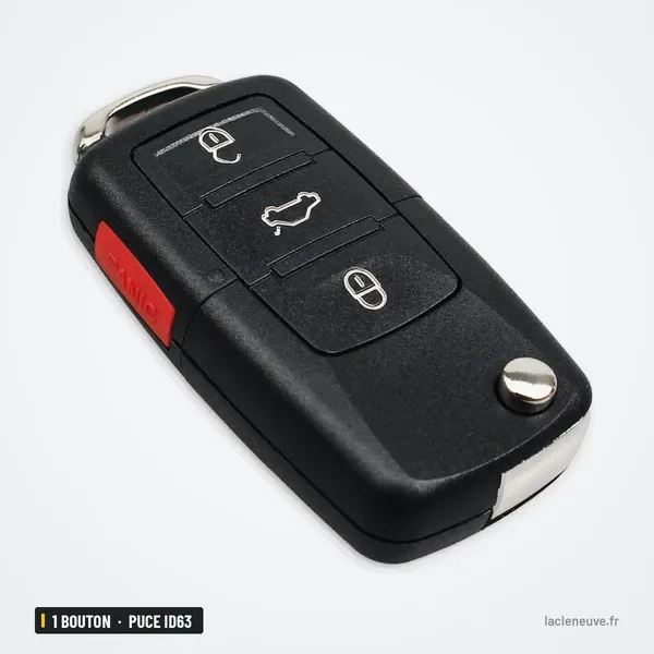 Clé télécommande 3+1 boutons pour Ford Focus, Mustang, Explorer, puce ID63 - clé pliante vue de face, deux boutons rouges